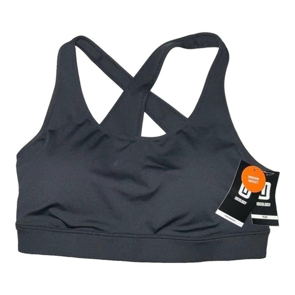 ID Ideology Performance Medium Impact Sports Bra Deep Charcoal 3X NWT - Picture 1 of 9
